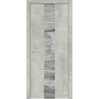 Межкомнатная дверь G15 Усиленная цвет серый бетон Зеркальная вставка с полосками