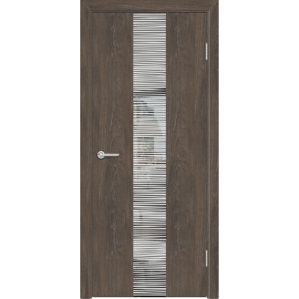 Межкомнатная дверь G15 Усиленная цвет дуб корица Зеркальная вставка с полосками