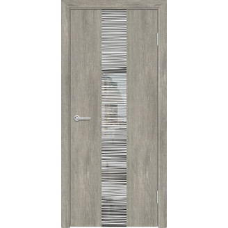 Межкомнатная дверь G15 Усиленная цвет дуб седой Зеркальная вставка с полосками