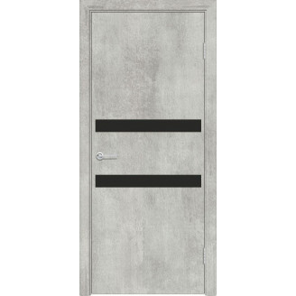 Межкомнатная дверь G1 Усиленная цвет серый бетон стекло черный лакобель
