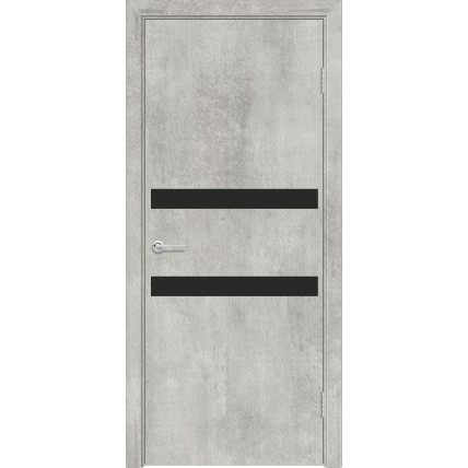 Межкомнатная дверь G1 Усиленная цвет серый бетон стекло черный лакобель