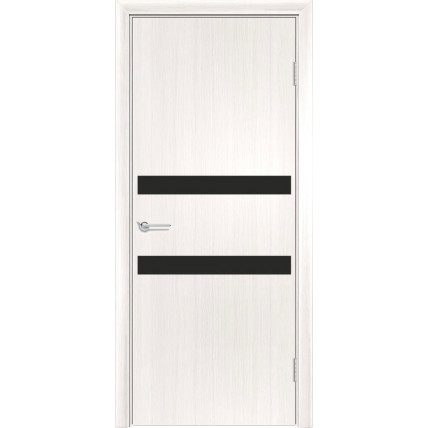 Межкомнатная дверь G1 Усиленная цвет лиственница беленая стекло черный лакобель
