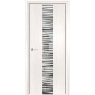 Межкомнатная дверь G15 Усиленная цвет лиственница беленая Зеркальная вставка с полосками