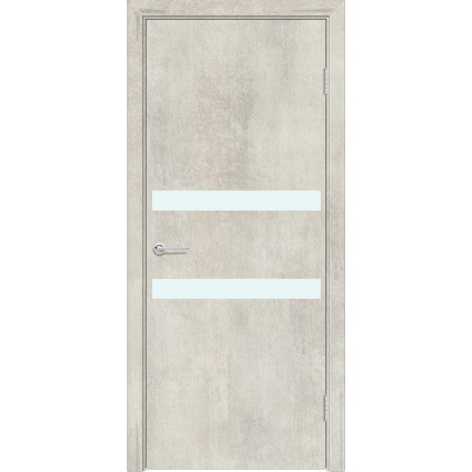 Межкомнатная дверь G1 Усиленная цвет светлый бетон стекло белый лакобель