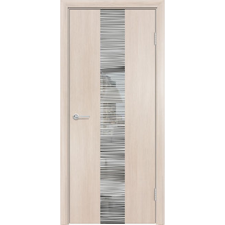 Межкомнатная дверь G15 Усиленная цвет лиственница кремовая Зеркальная вставка с полосками