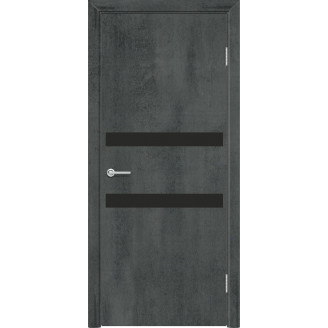Межкомнатная дверь G1 Усиленная цвет темный бетон стекло черный лакобель