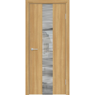 Межкомнатная дверь G15 Усиленная цвет лиственница золотистая Зеркальная вставка с полосками